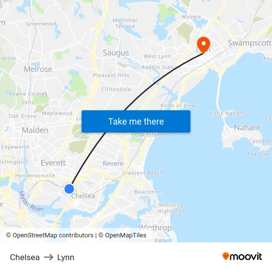 Chelsea to Lynn map
