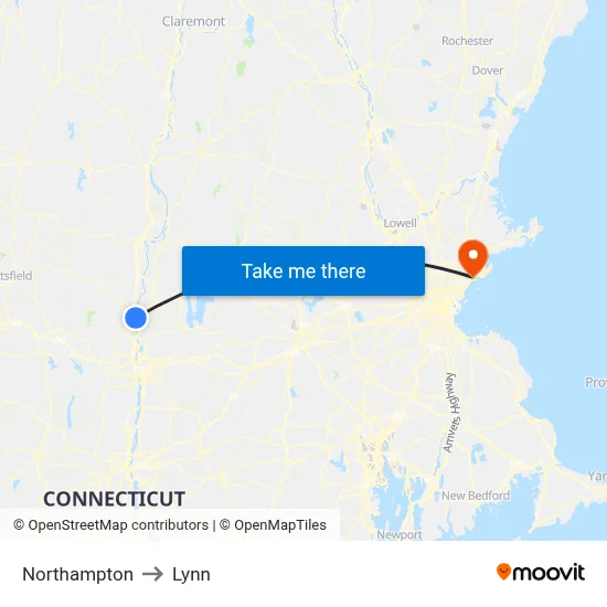 Northampton to Lynn map