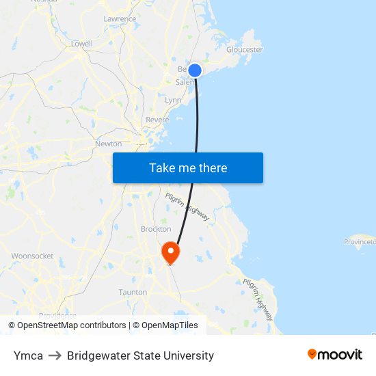 Ymca to Bridgewater State University map