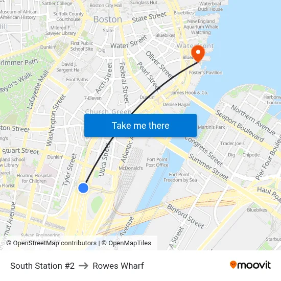 South Station #2 to Rowes Wharf map