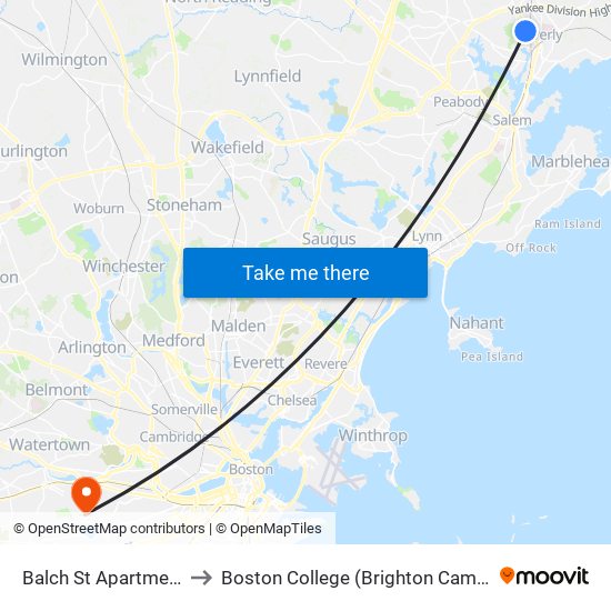 Balch St Apartments to Boston College (Brighton Campus) map