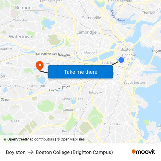 Boylston to Boston College (Brighton Campus) map