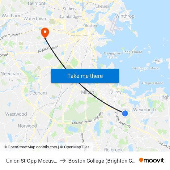 Union St Opp Mccusker Dr to Boston College (Brighton Campus) map