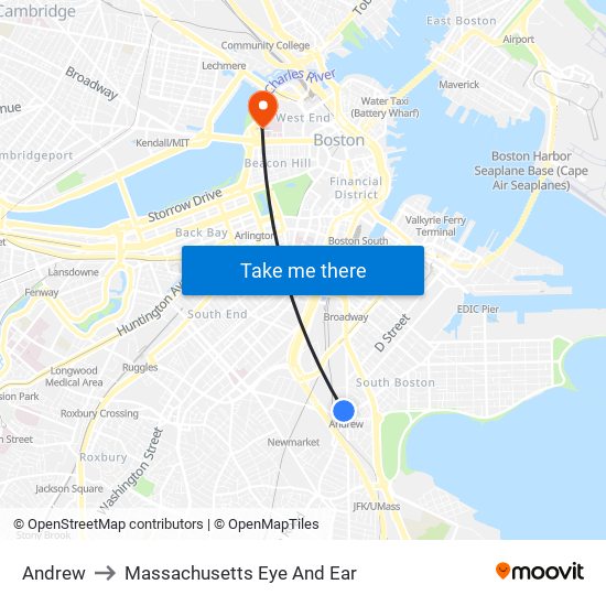 Andrew to Massachusetts Eye And Ear map