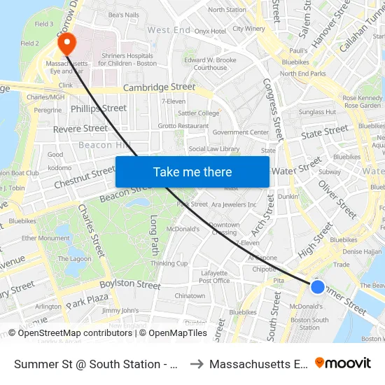 Summer St @ South Station - Red Line Entrance to Massachusetts Eye And Ear map