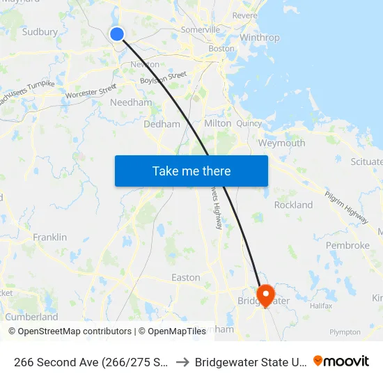 266 Second Ave (266/275 Second Ave) to Bridgewater State University map