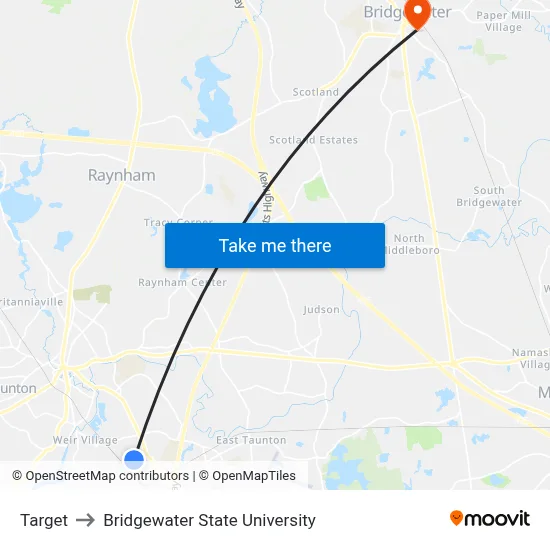 Target to Bridgewater State University map