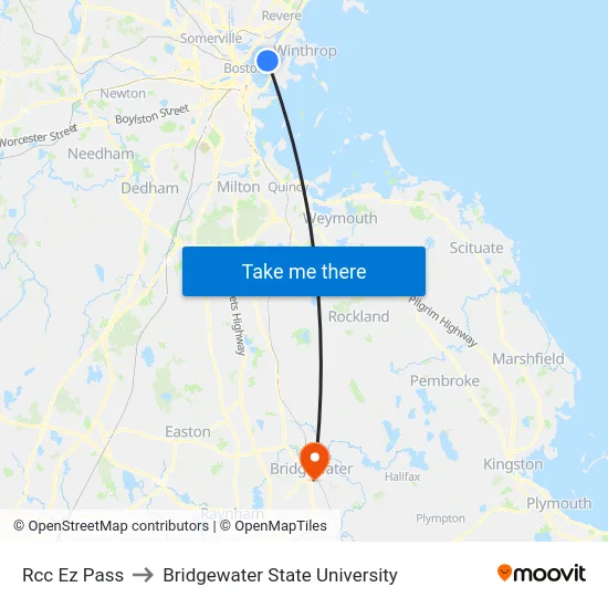 Rcc Ez Pass to Bridgewater State University map