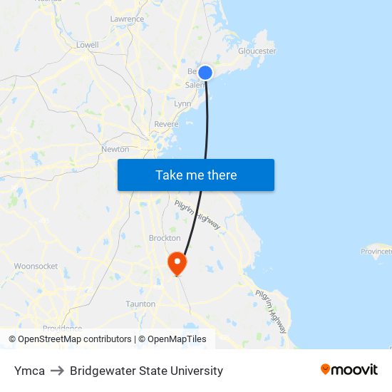 Ymca to Bridgewater State University map