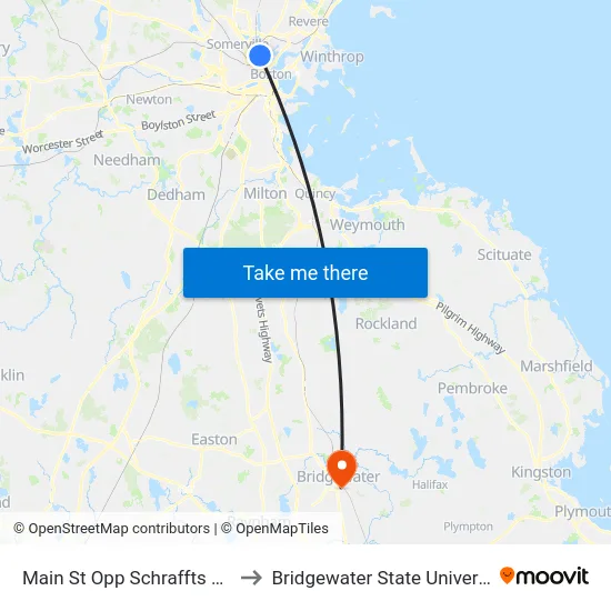 Main St Opp Schraffts Bldg to Bridgewater State University map
