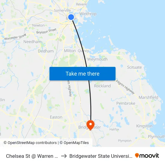 Chelsea St @ Warren St to Bridgewater State University map