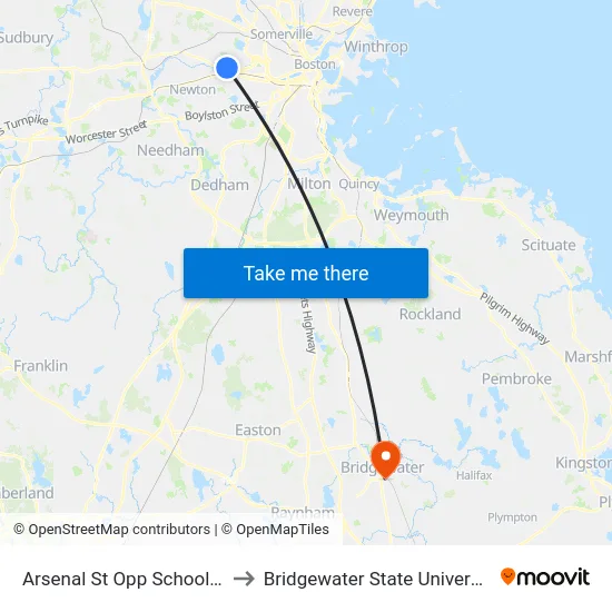 Arsenal St Opp School St to Bridgewater State University map