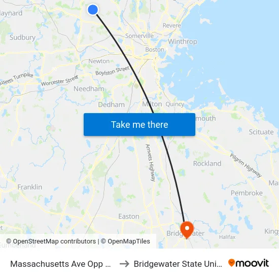 Massachusetts Ave Opp Grant St to Bridgewater State University map