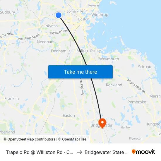 Trapelo Rd @ Williston Rd - Cushing Square to Bridgewater State University map