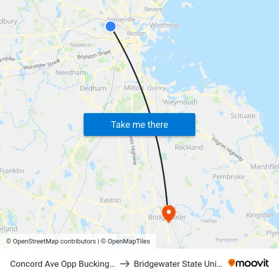 Concord Ave Opp Buckingham St to Bridgewater State University map