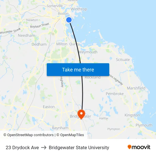 23 Drydock Ave to Bridgewater State University map