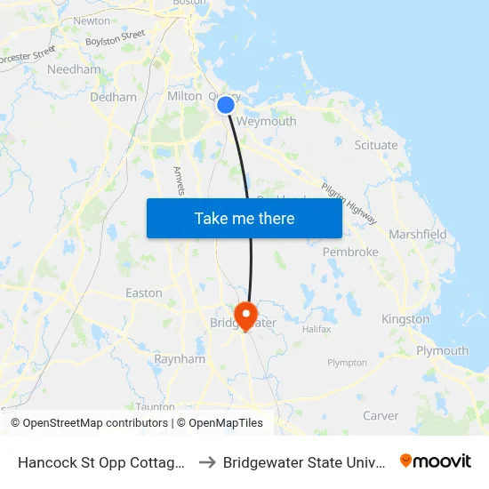 Hancock St Opp Cottage Ave to Bridgewater State University map