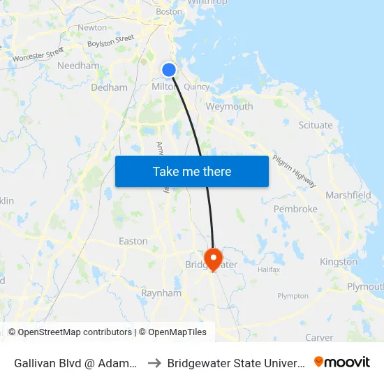 Gallivan Blvd @ Adams St to Bridgewater State University map