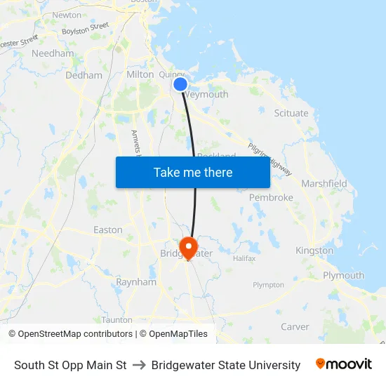 South St Opp Main St to Bridgewater State University map