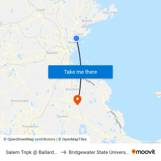 Salem Tnpk @ Ballard St to Bridgewater State University map