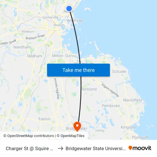 Charger St @ Squire Rd to Bridgewater State University map