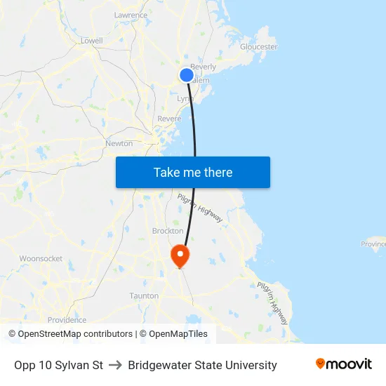 Opp 10 Sylvan St to Bridgewater State University map