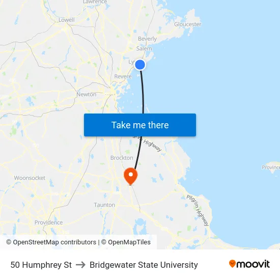50 Humphrey St to Bridgewater State University map