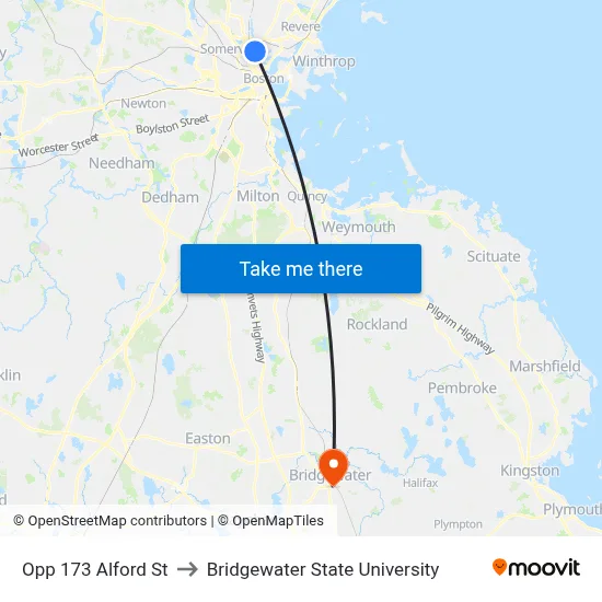 Opp 173 Alford St to Bridgewater State University map