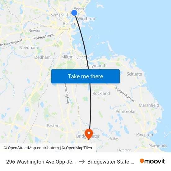 296 Washington Ave Opp Jefferson Ave to Bridgewater State University map