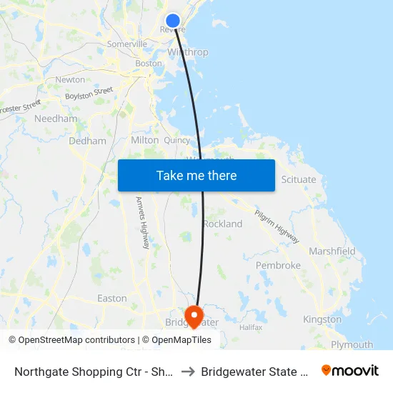 Northgate Shopping Ctr - Shopping Mall to Bridgewater State University map