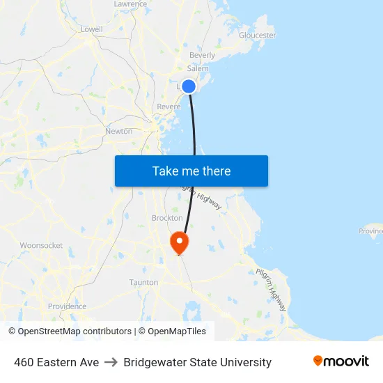 460 Eastern Ave to Bridgewater State University map