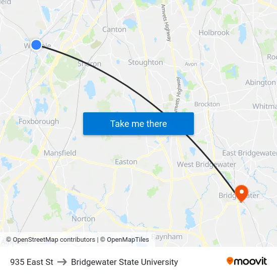 935 East St to Bridgewater State University map