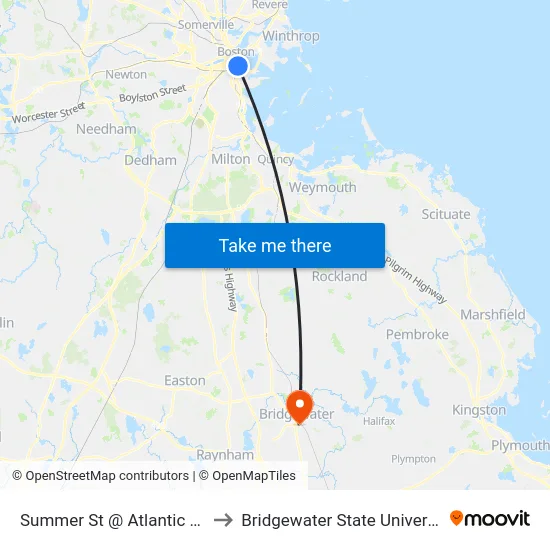 Summer St @ Atlantic Ave to Bridgewater State University map