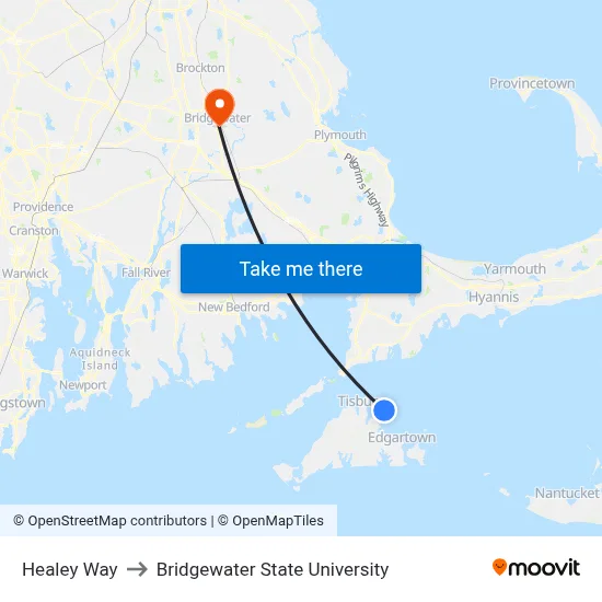 Healey Way to Bridgewater State University map