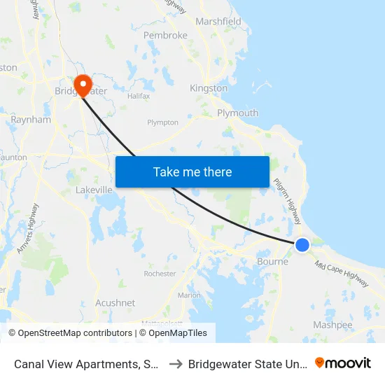 Canal View Apartments, Sagamore to Bridgewater State University map