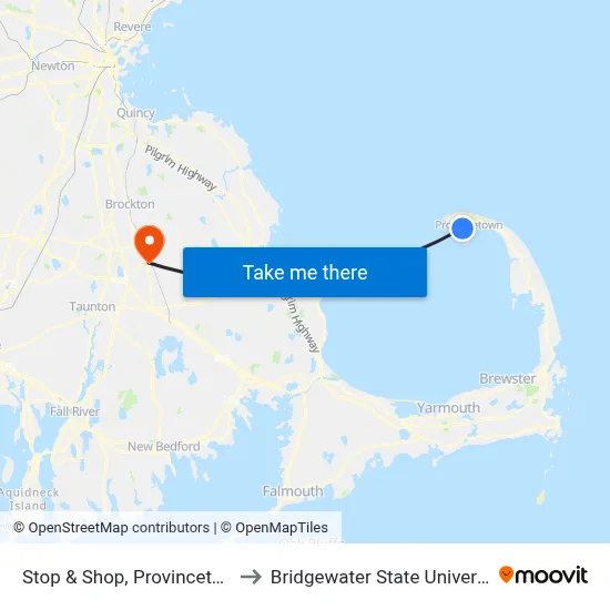 Stop & Shop, Provincetown to Bridgewater State University map