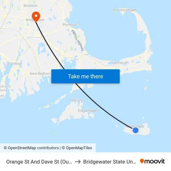 Orange St And Dave St (Outbound) to Bridgewater State University map