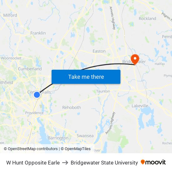 W Hunt Opposite Earle to Bridgewater State University map