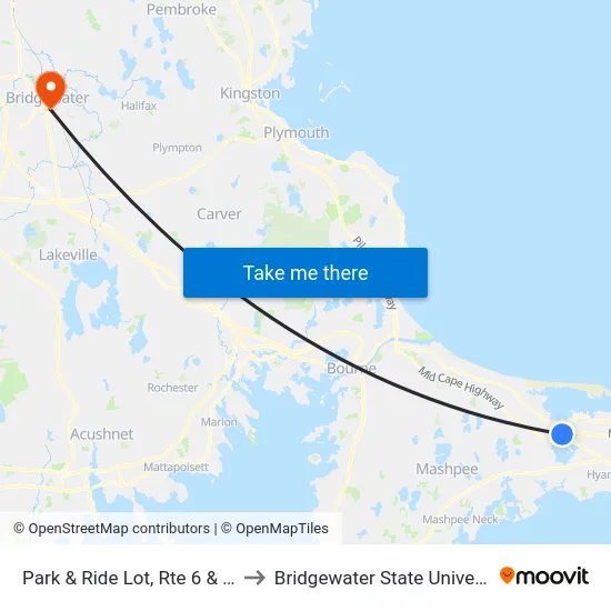 Park & Ride Lot, Rte 6 & 132 to Bridgewater State University map