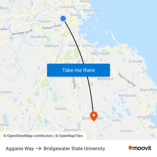 Agganis Way to Bridgewater State University map