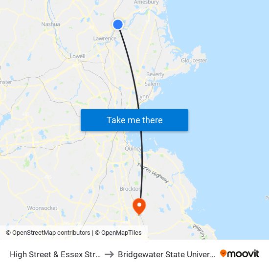 High Street & Essex Street to Bridgewater State University map