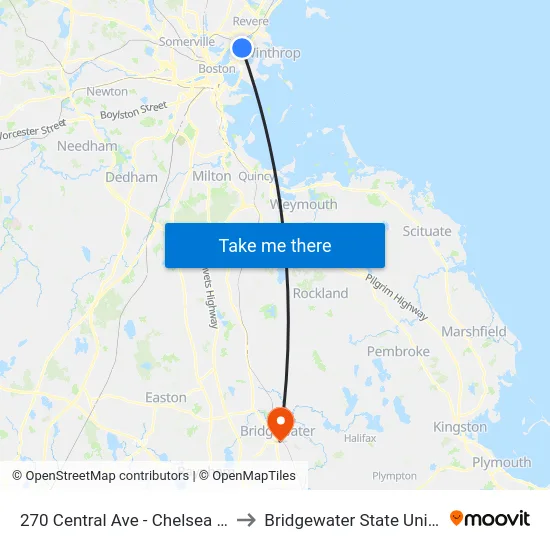 270 Central Ave - Chelsea Garage to Bridgewater State University map