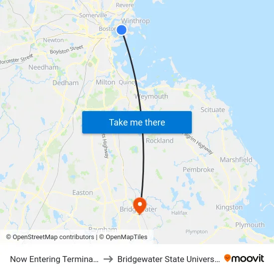 Now Entering Terminal B to Bridgewater State University map