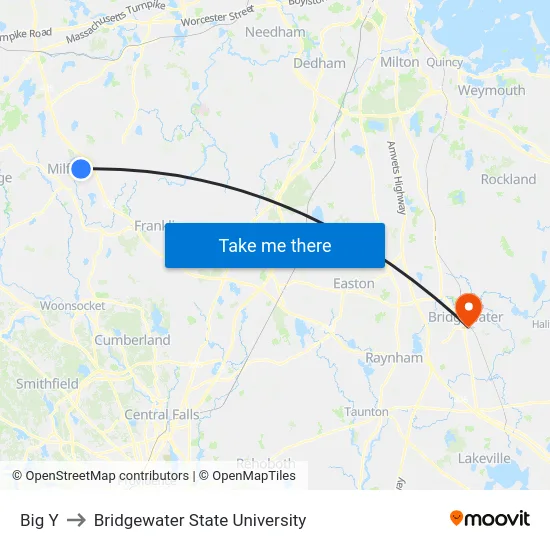 Big Y to Bridgewater State University map