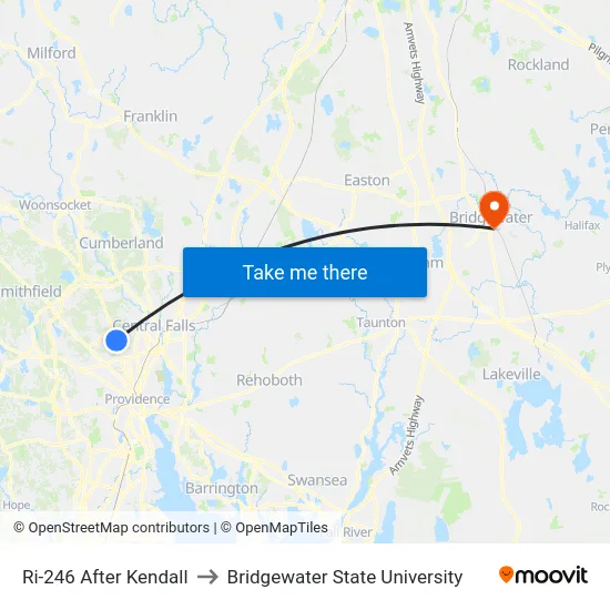 Ri-246 After Kendall to Bridgewater State University map