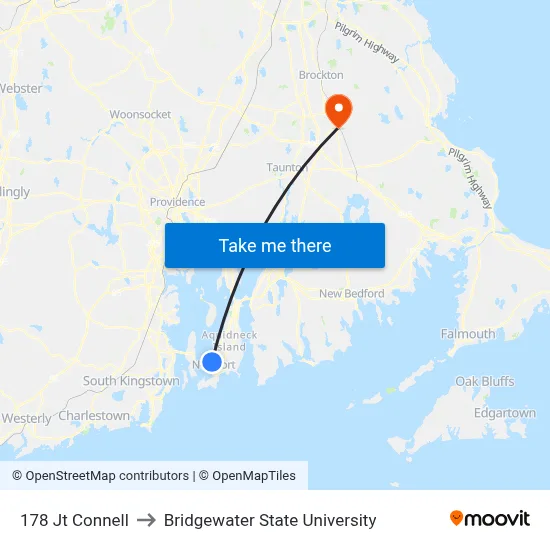 178 Jt Connell to Bridgewater State University map