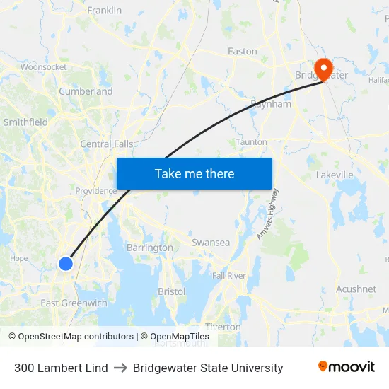 300 Lambert Lind to Bridgewater State University map