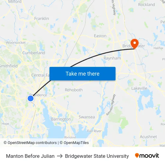 Manton Before Julian to Bridgewater State University map