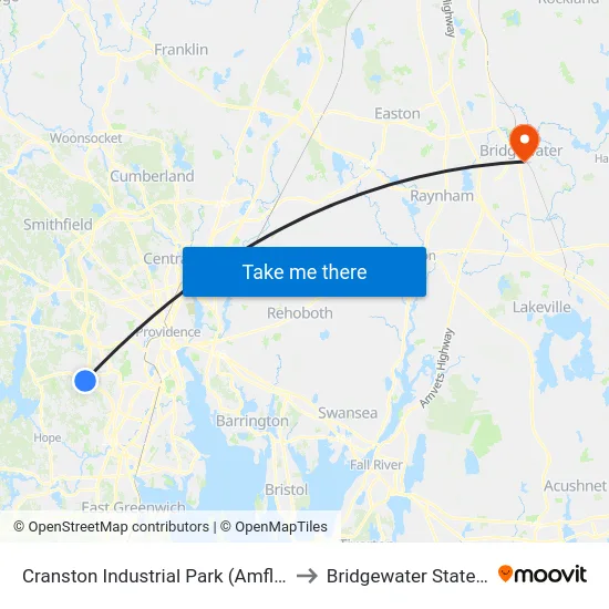 Cranston Industrial Park (Amflex & Comstock) to Bridgewater State University map
