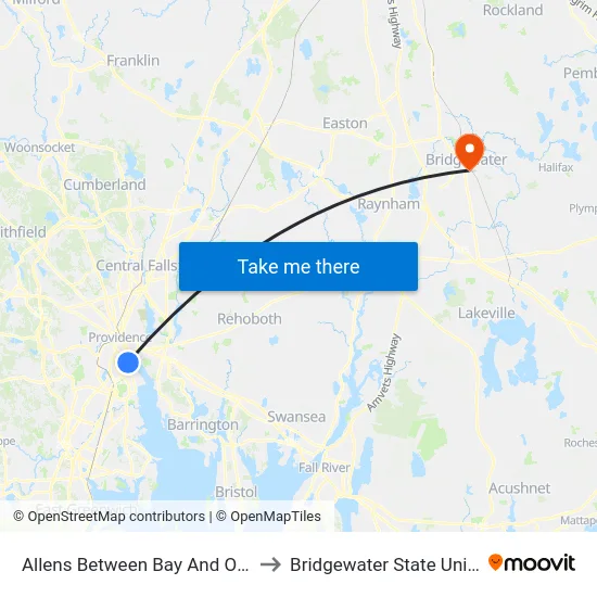 Allens Between Bay And O'Connell to Bridgewater State University map